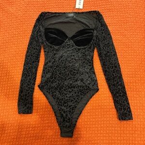 Cider Black Leopard Long Sleeve Bodysuit